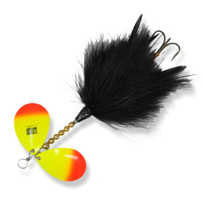 View of Bucktails Llungen Lures DC-8 Marabou Bucktail Flame available at EZOKO Pike and Musky Shop