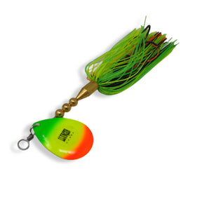 View of Bucktails Llungen Lures S-8 Bucktail Fire Tiger available at EZOKO Pike and Musky Shop