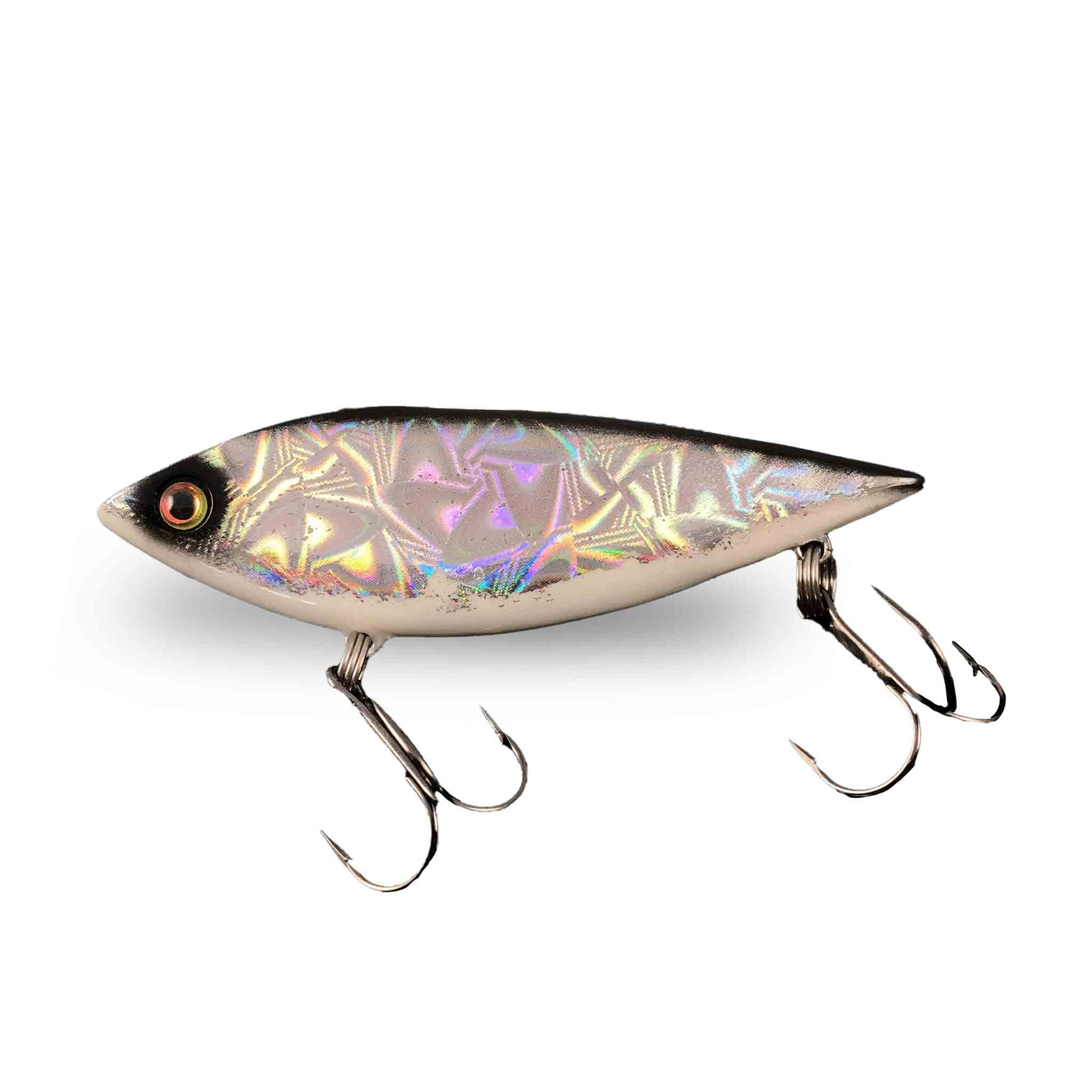View of Lipless_Crankbaits Llungen Lures Tony Grant Rattlin' Shad 4" Lipless Crankbait Black Top / Silver Swirl available at EZOKO Fishing