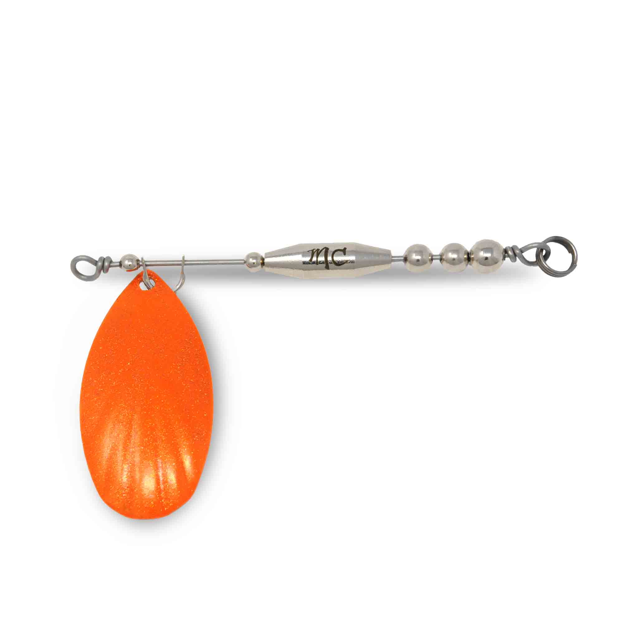 Mad Chasse In line Attachment Nickel Fluted #8 Disco Orange Lures Add-on
