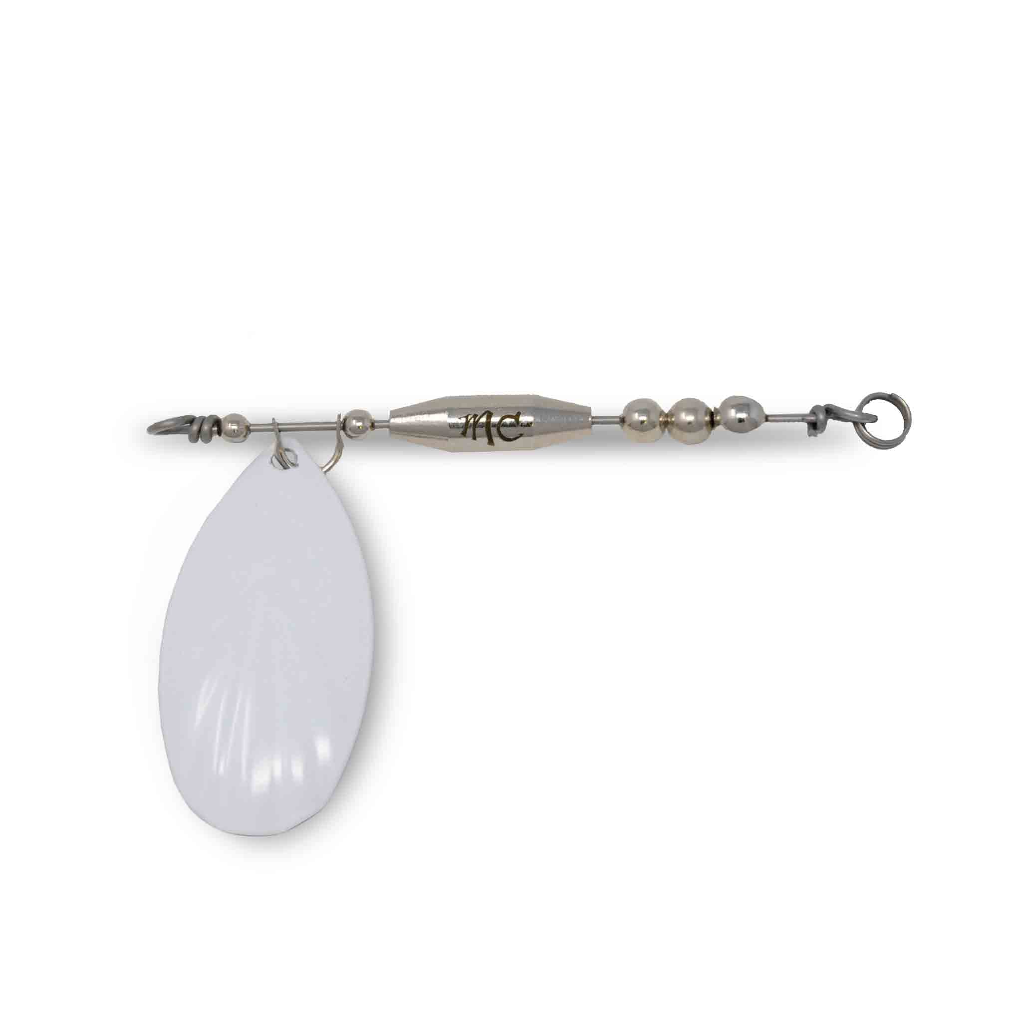 Mad Chasse In line Attachment Nickel Fluted #8 White Glow Lures Add-on