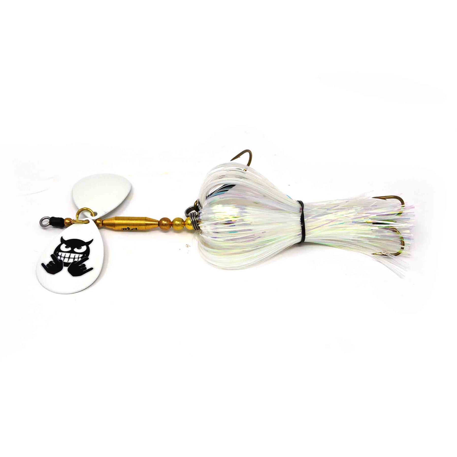 View of Bucktails Mad Chasse Mini Double Colorado 8/8 Bucktail Golden Sprite available at EZOKO Pike and Musky Shop