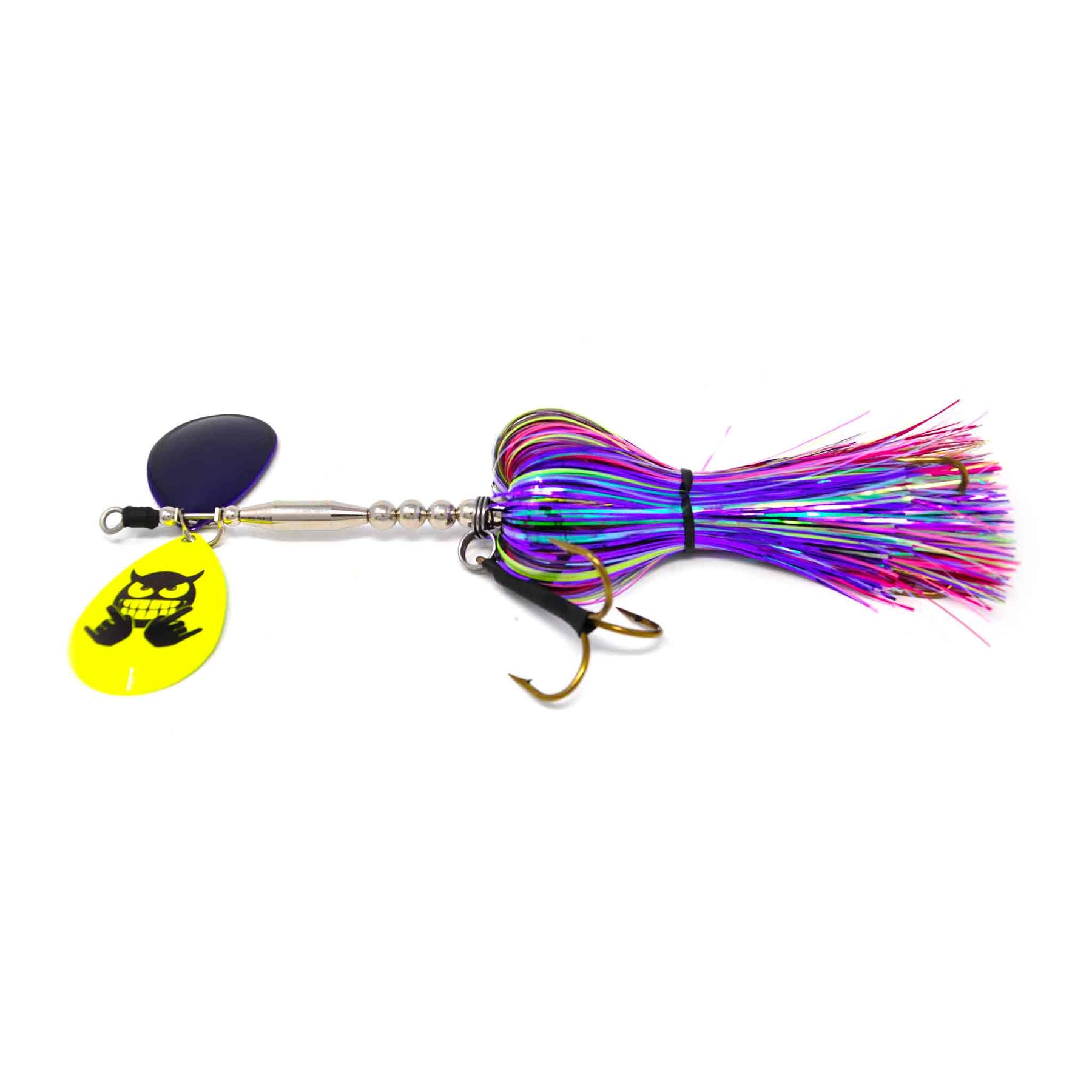 View of Bucktails Mad Chasse Mini Double Colorado 8/8 Bucktail Psycho Bubble Gum available at EZOKO Pike and Musky Shop