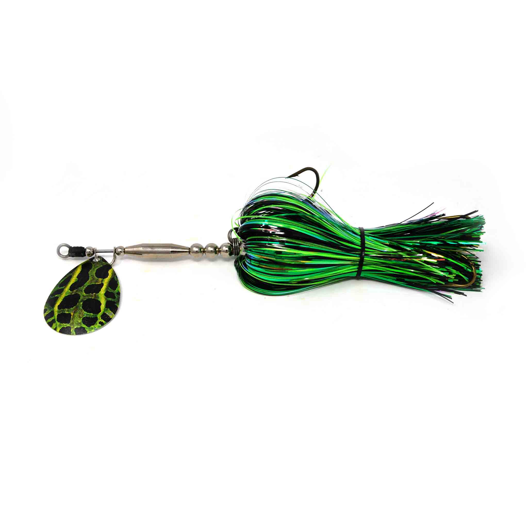 View of Bucktails Mad Chasse Mini Single Colorado 8 Bucktail Black Frog available at EZOKO Fishing