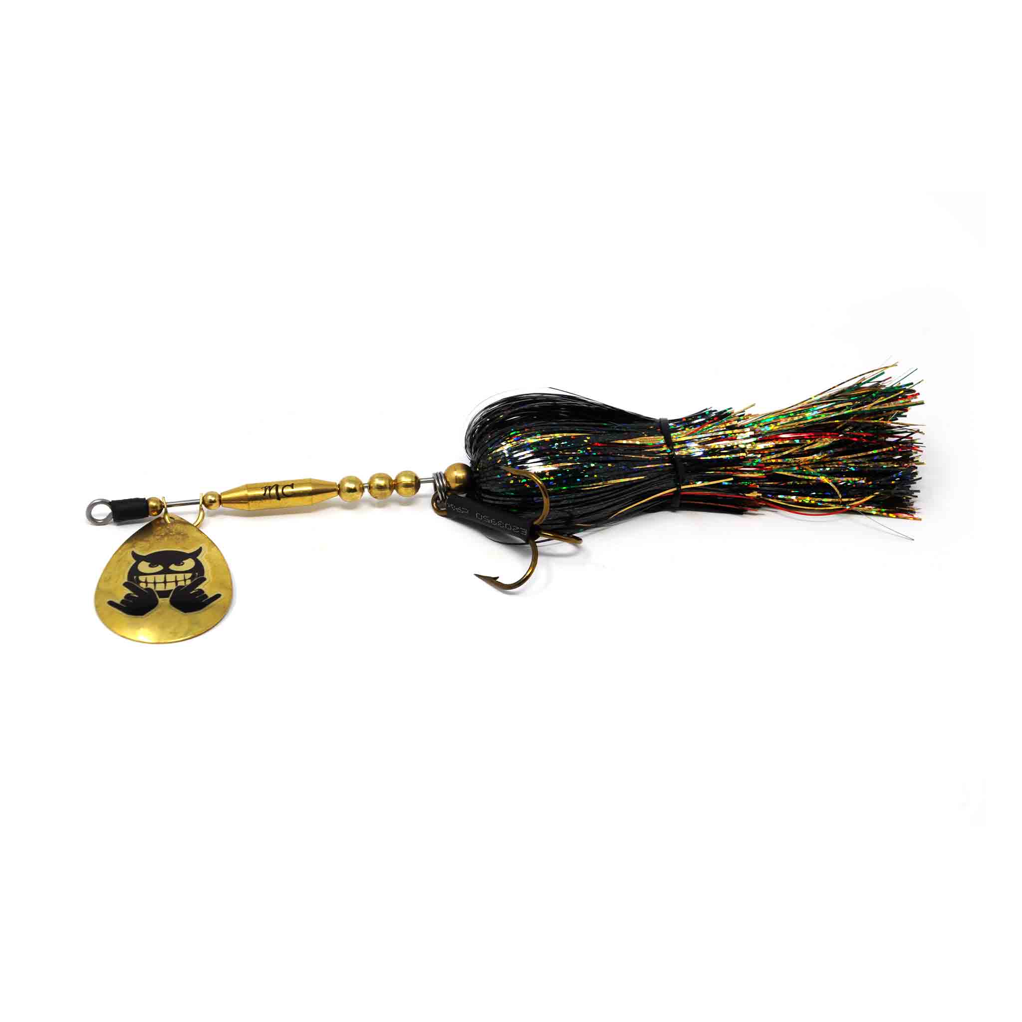 View of Bucktails Mad Chasse Mini Single Colorado 8 Bucktail Midnight Perch available at EZOKO Fishing