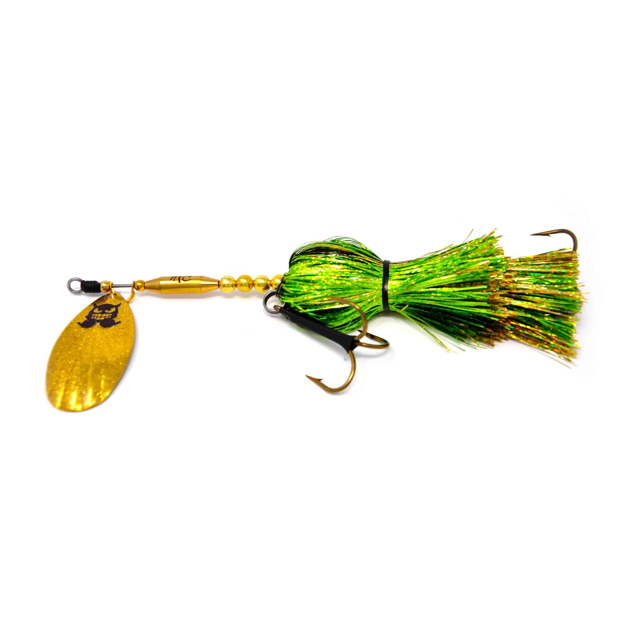 View of Bucktails Mad Chasse Mini Single Fluted 9 Bucktail Green Eye available at EZOKO Fishing
