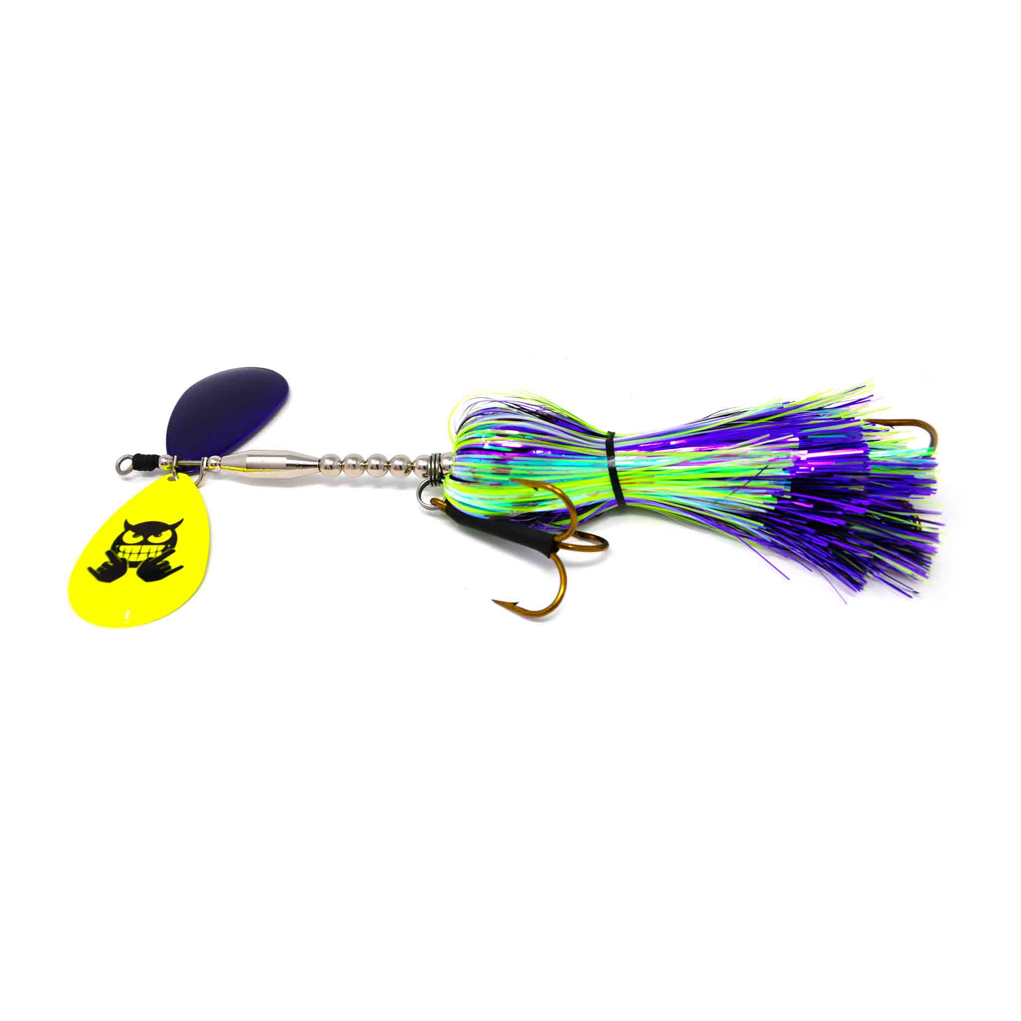 View of Bucktails Mad Chasse Regular Double Colorado 9/9 Bucktail Psycho Glow available at EZOKO Fishing