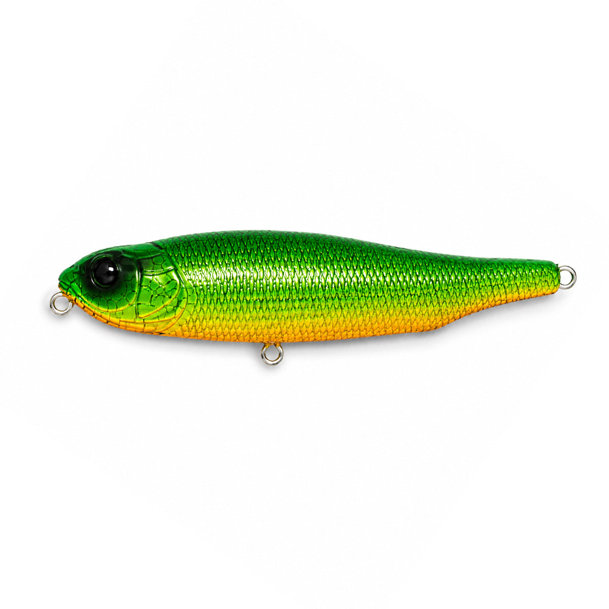 View of Topwater Megabass Giant Dog-X Walking Bait Green Rat Snake available at EZOKO Fishing