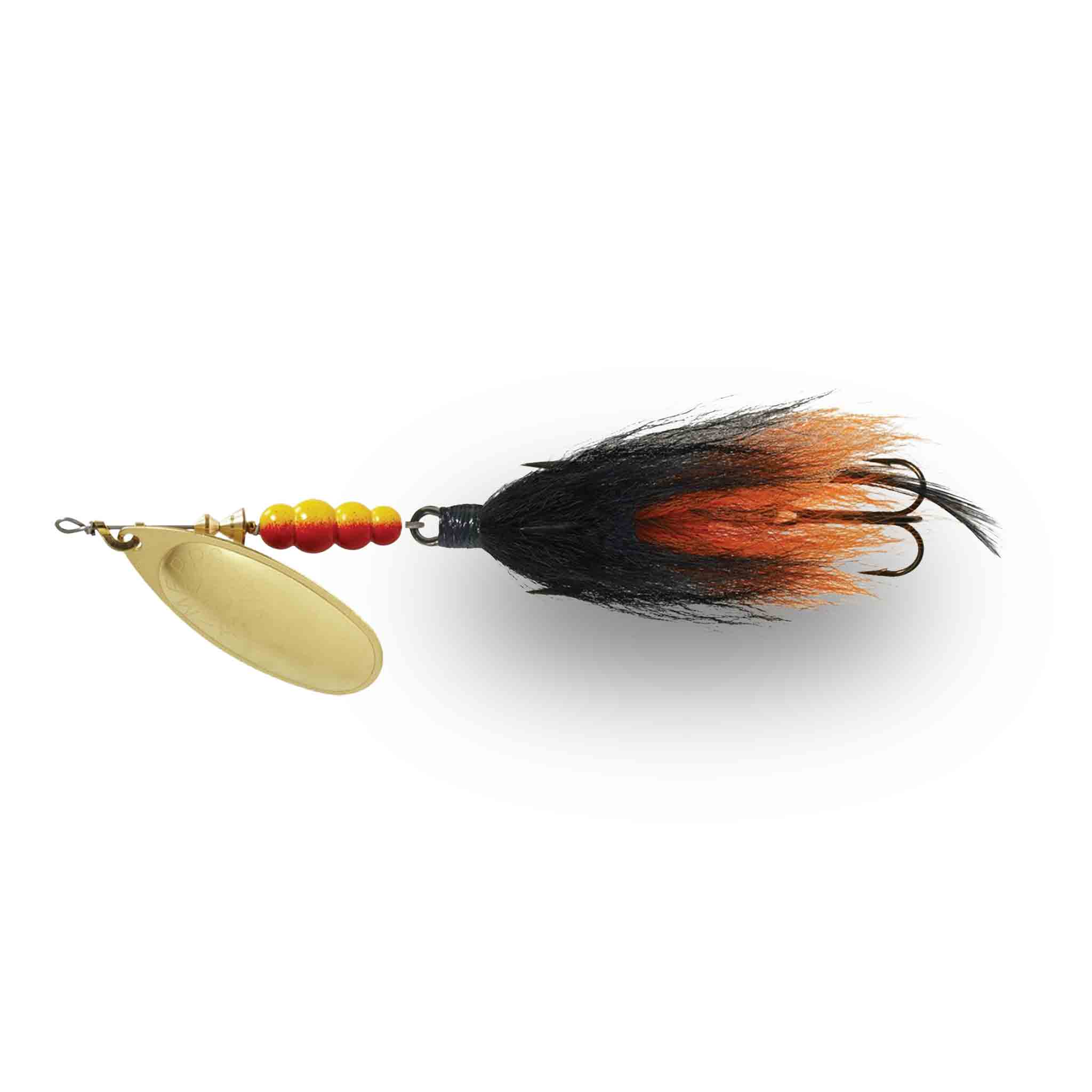 View of Bucktails Mepps Aglia Tandem Bucktail Gold / Black / Orange available at EZOKO Fishing