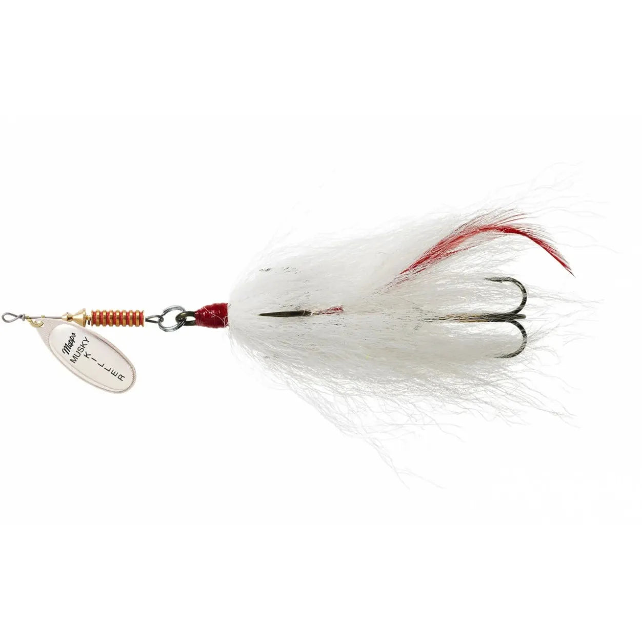 View of Bucktails Mepps Musky Killer Tandem Bucktail Silver / White Tail available at EZOKO Fishing