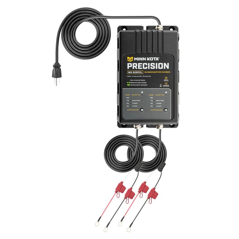 View of batteries_chargers Minn Kota On-Board Precision Chargers MK-220 PCL (2 bank x 10 amps) available at EZOKO Fishing