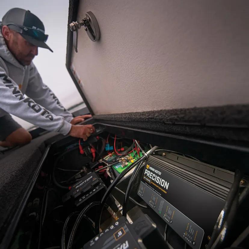View of batteries_chargers Minn Kota On-Board Precision Chargers MK-220 PCL (2 bank x 10 amps) available at EZOKO Fishing