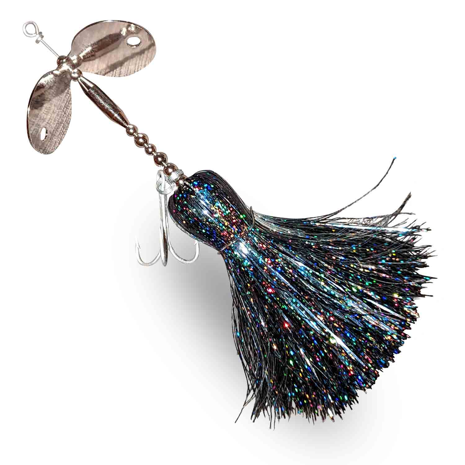 View of Bucktails Muskie Munchies Big Double Slurp Bucktail Squid Ink Pasta w/o Ticker w/o Flicker available at EZOKO Fishing