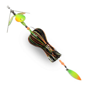Muskie Munchies Mini Triple Slurp Glow Firetiger w/ Tickers w/ Flicker Bucktails