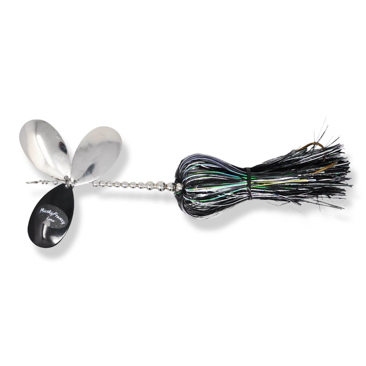 View of Bucktails Musky Frenzy Apache Triple 8 Bucktail Black Ice available at EZOKO Fishing