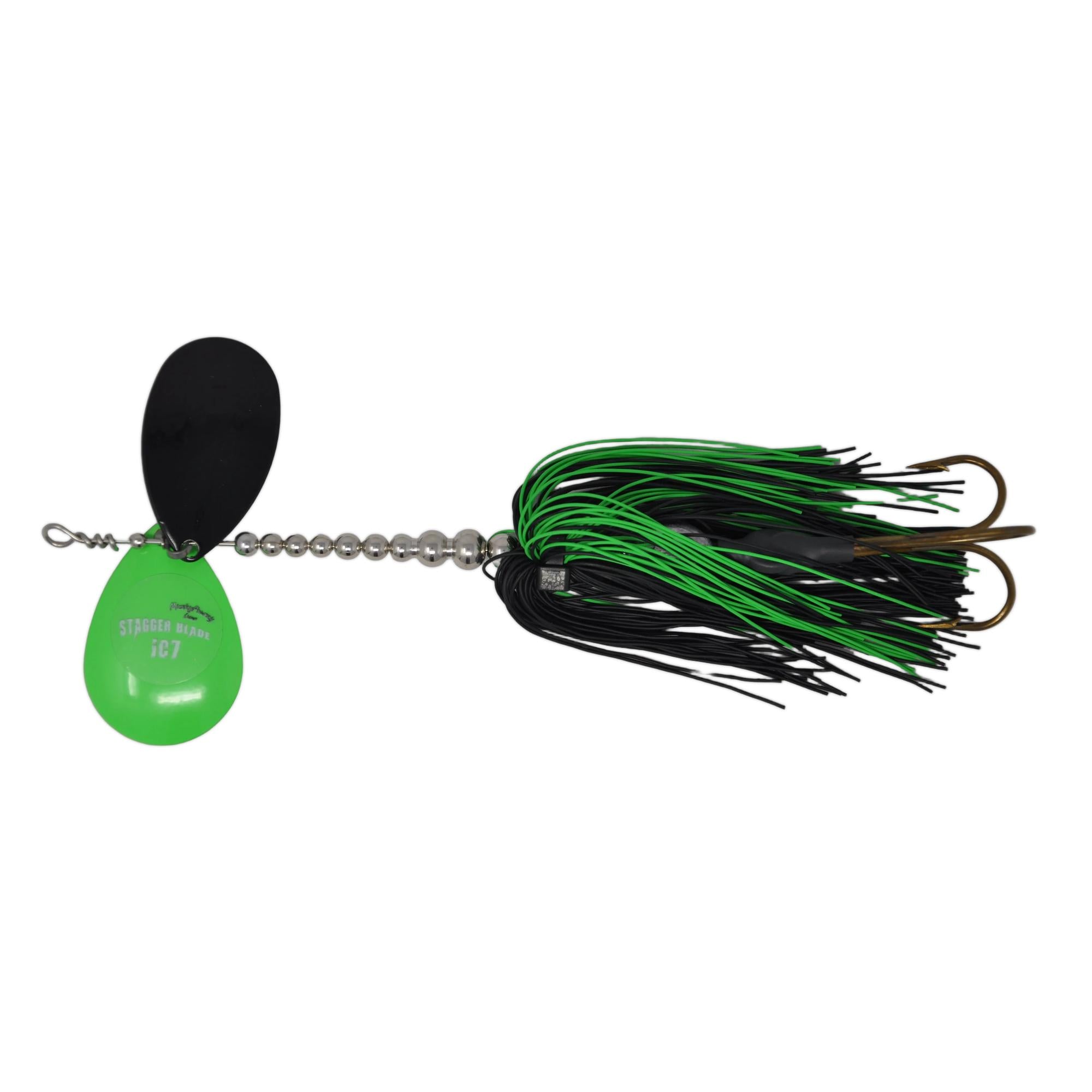 View of Bucktails Musky Frenzy IC7 Bucktail Black/Green - Rubber Skirt available at EZOKO Fishing