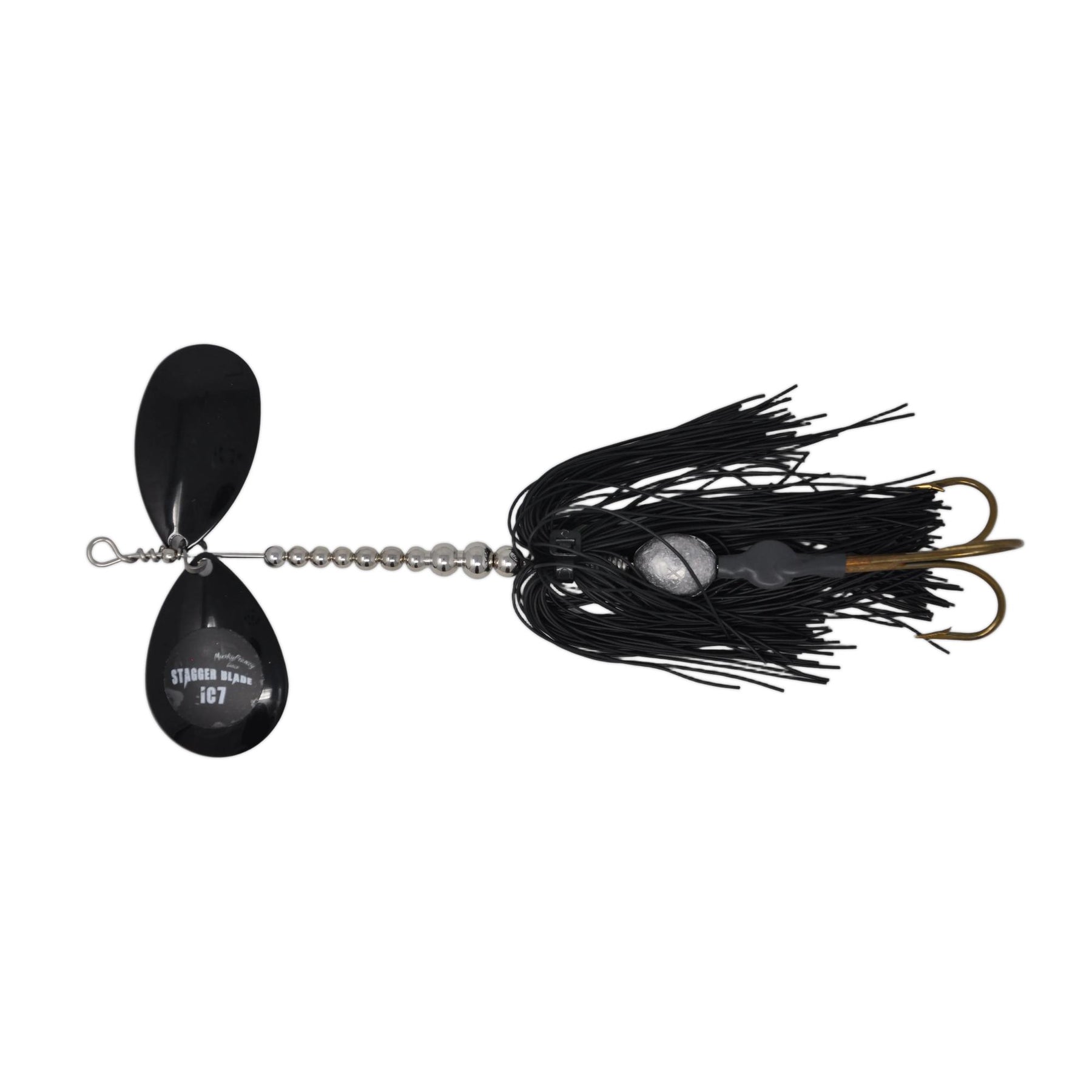 View of Bucktails Musky Frenzy IC7 Bucktail Black/Black - Rubber Skirt available at EZOKO Fishing