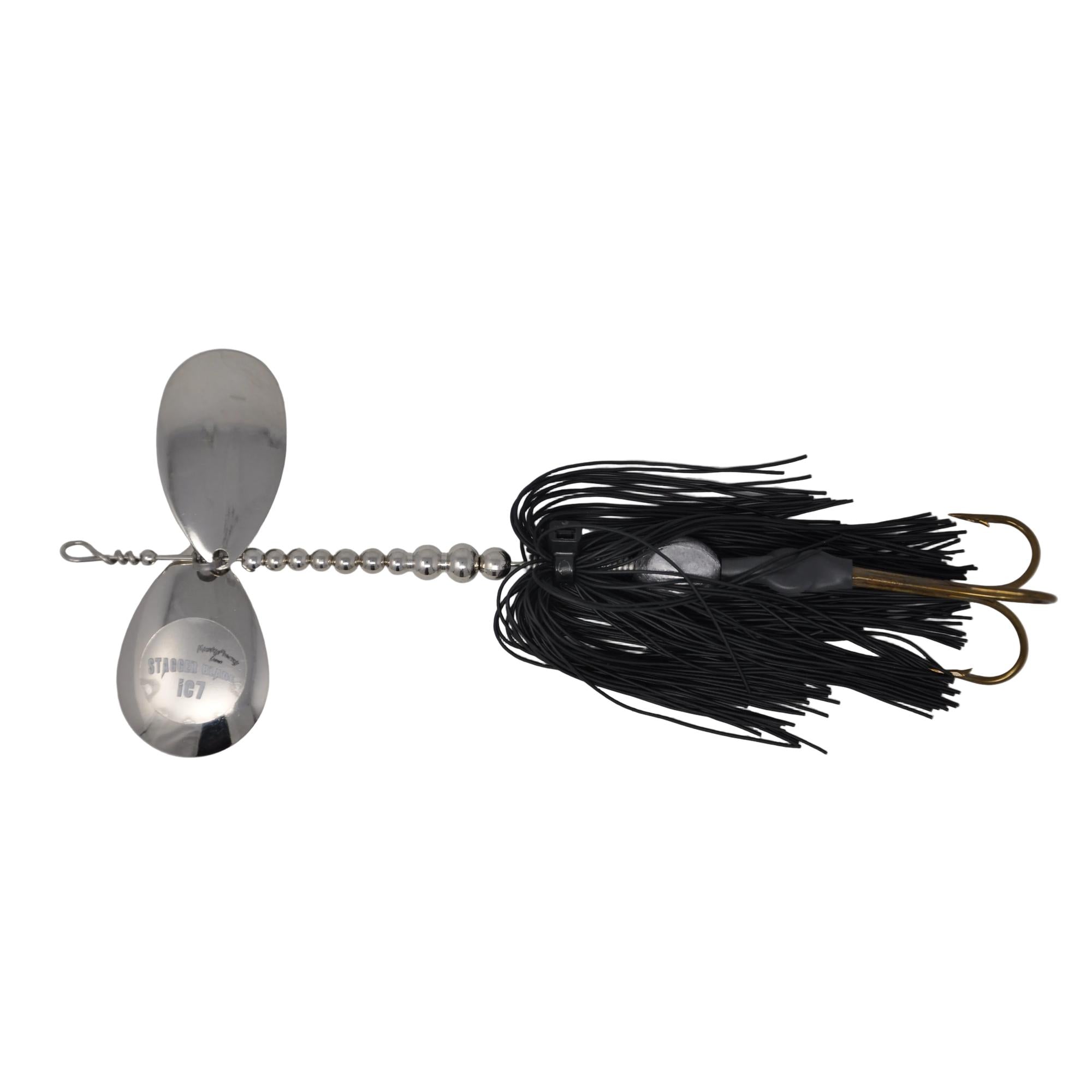 View of Bucktails Musky Frenzy IC7 Bucktail Black/Nickle - Rubber Skirt available at EZOKO Fishing