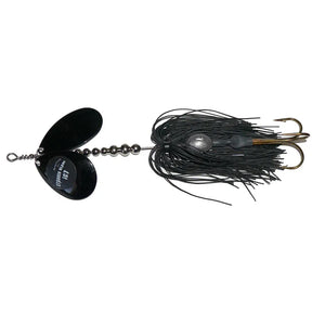View of Bucktails Musky Frenzy IC7 Bucktail Black/Black - Rubber Skirt available at EZOKO Fishing