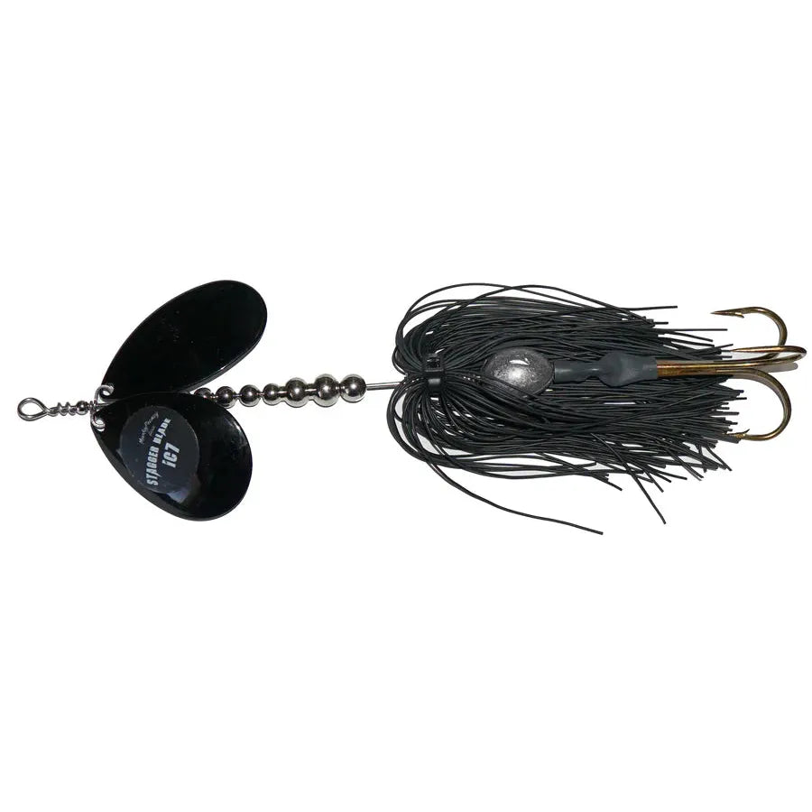 View of Bucktails Musky Frenzy IC7 Bucktail Black/Black - Rubber Skirt available at EZOKO Fishing