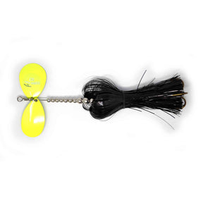 View of Bucktails Musky Frenzy IC7 Bucktail Black/Chartreuse available at EZOKO Pike and Musky Shop