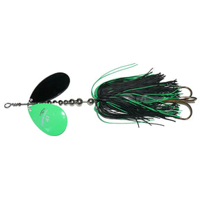 View of Bucktails Musky Frenzy IC7 Bucktail Black/Green - Rubber Skirt available at EZOKO Fishing