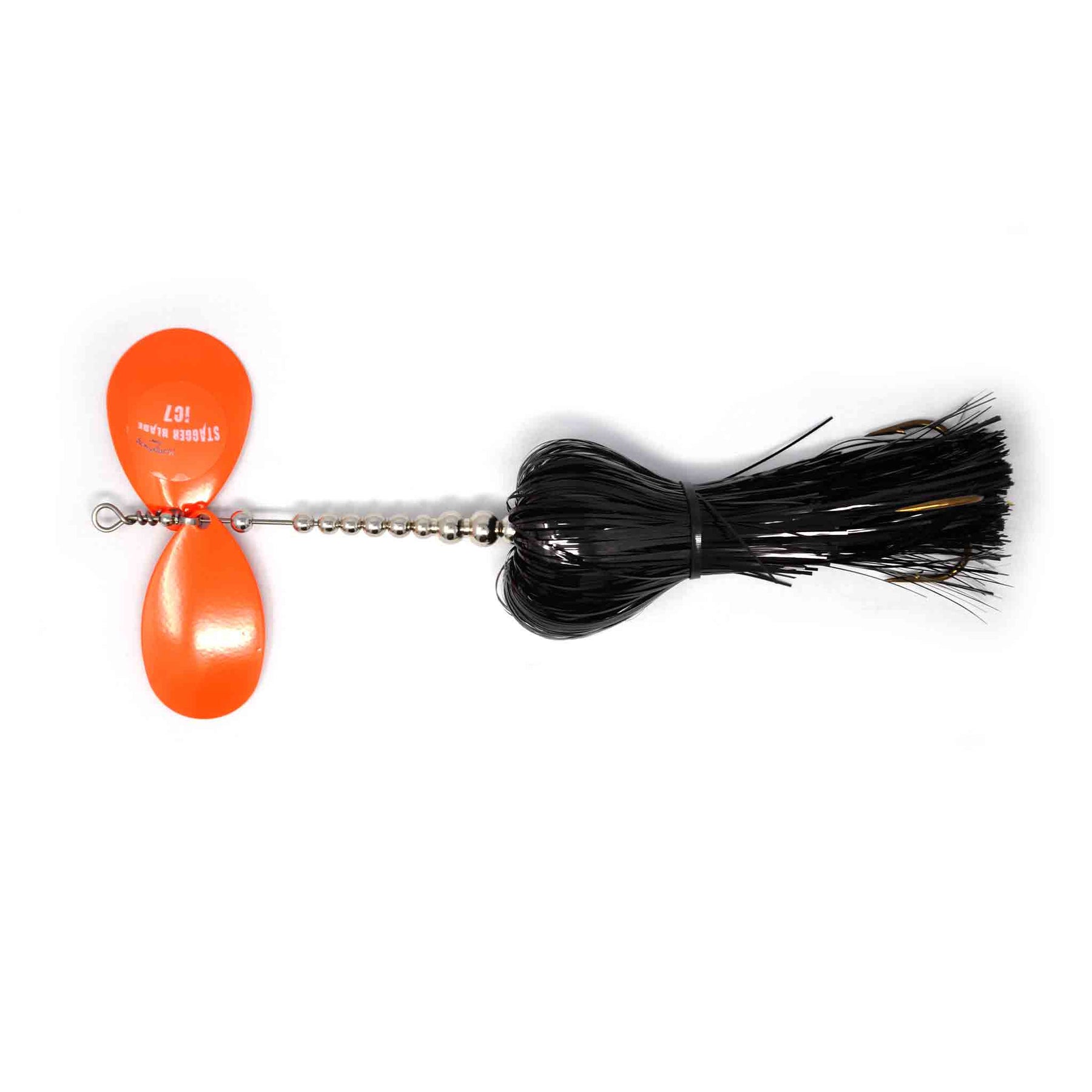 View of Bucktails Musky Frenzy IC7 Bucktail Black/Orange available at EZOKO Pike and Musky Shop