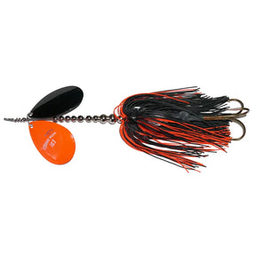 View of Bucktails Musky Frenzy IC7 Bucktail Orange/Black - Rubber Skirt available at EZOKO Fishing