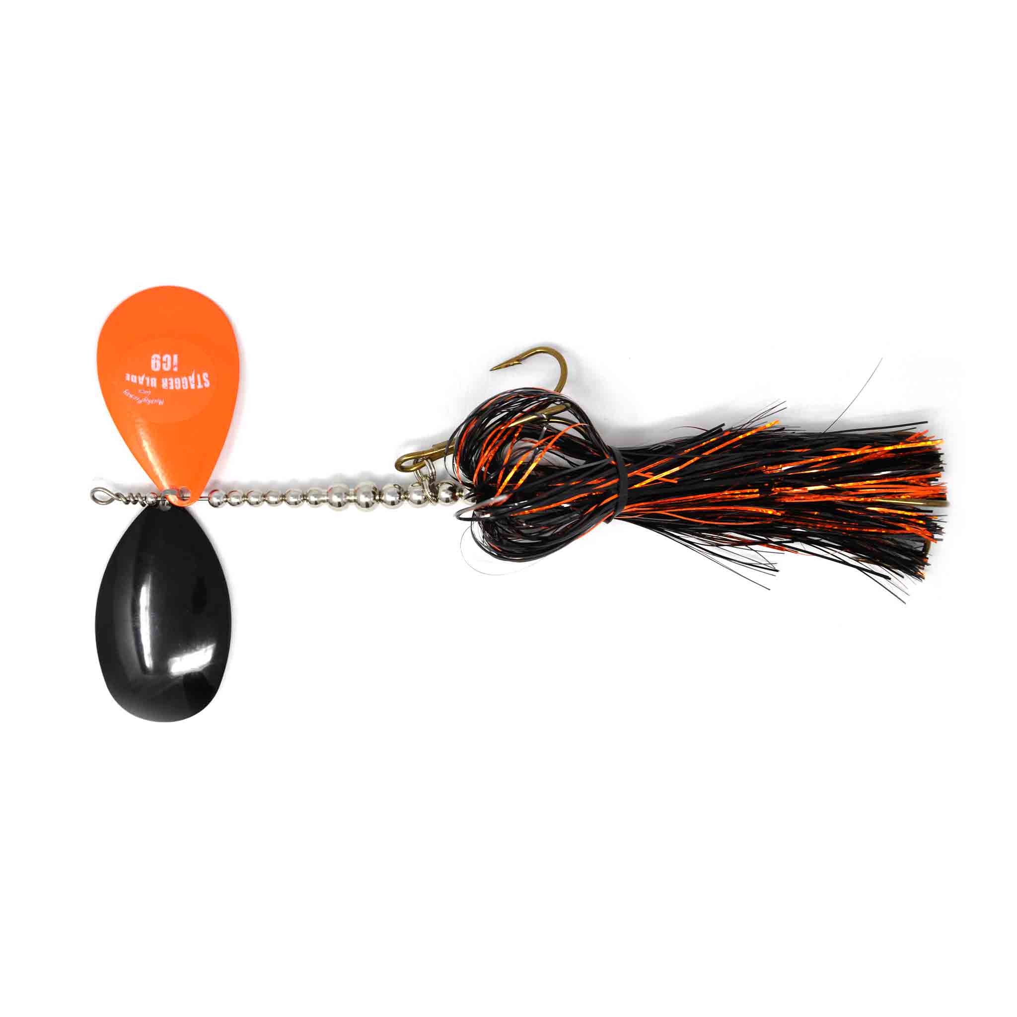 View of Bucktails Musky Frenzy IC9 Bucktail Orange Flash available at EZOKO Pike and Musky Shop