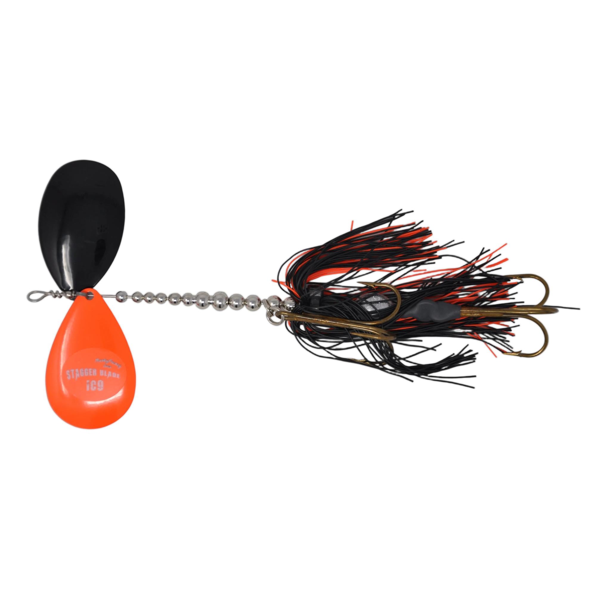 View of Bucktails Musky Frenzy IC9 Bucktail Orange/Black - Rubber Skirt available at EZOKO Fishing