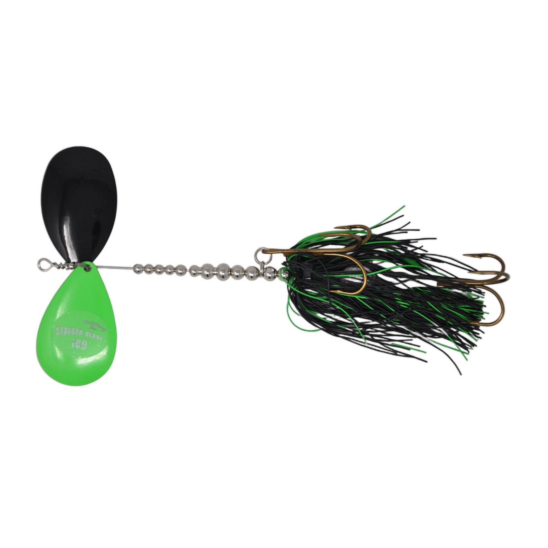 View of Bucktails Musky Frenzy IC9 Bucktail Black/Green - Rubber Skirt available at EZOKO Fishing