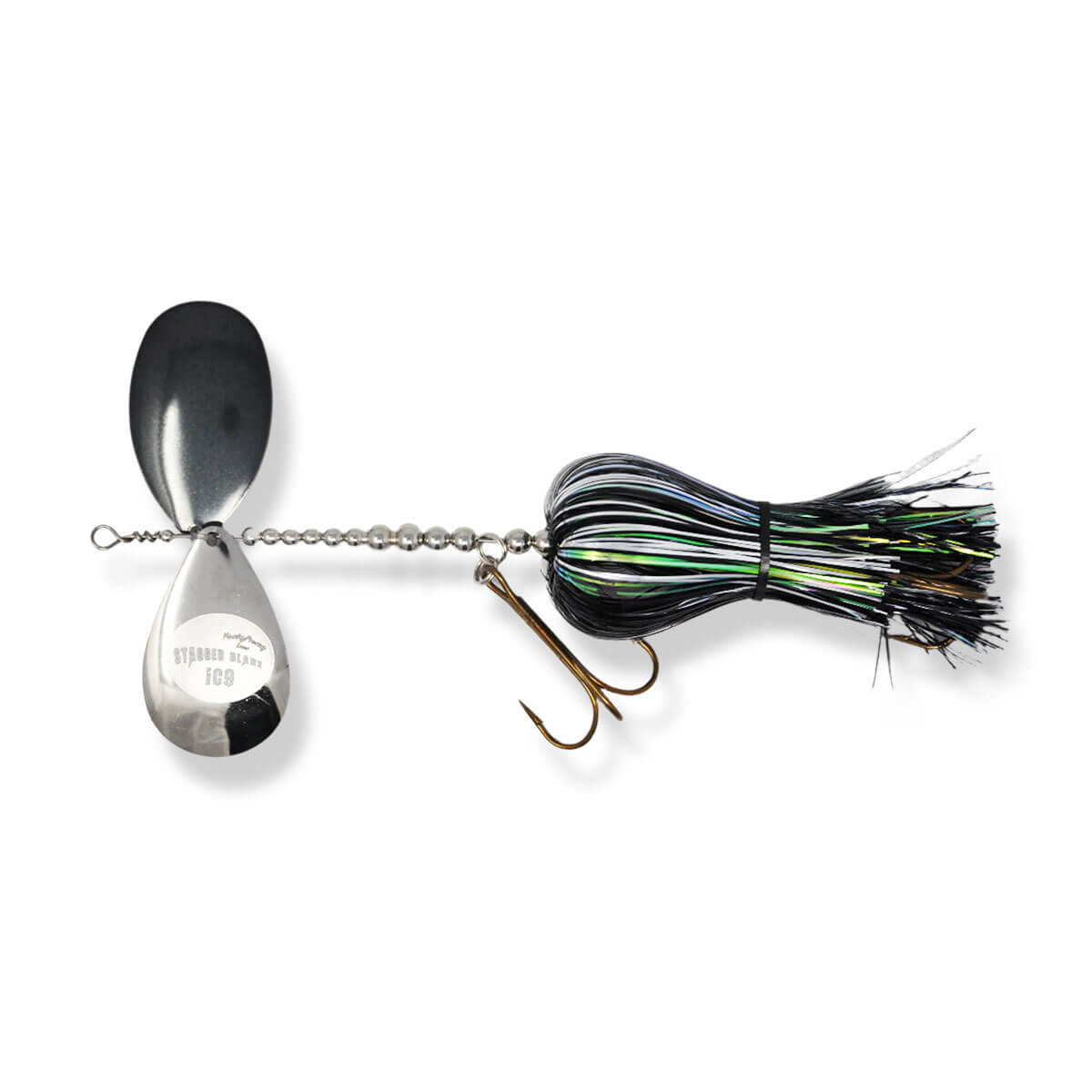 View of Bucktails Musky Frenzy IC9 Bucktail Black Ice available at EZOKO Fishing