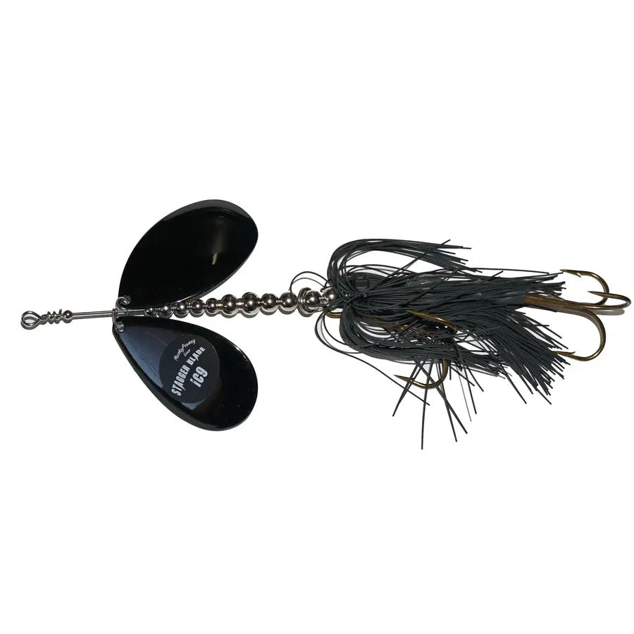 View of Bucktails Musky Frenzy IC9 Bucktail Black/Black - Rubber Skirt available at EZOKO Fishing