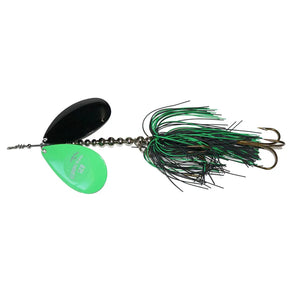View of Bucktails Musky Frenzy IC9 Bucktail Black/Green - Rubber Skirt available at EZOKO Fishing