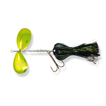 View of Bucktails Musky Frenzy IC9 Bucktail IR Chartreuse available at EZOKO Pike and Musky Shop