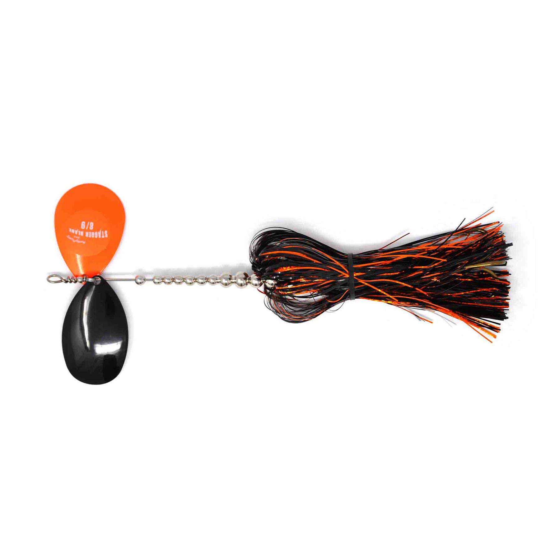 View of Bucktails Musky Frenzy IC9 Bucktail Orange Flash available at EZOKO Pike and Musky Shop