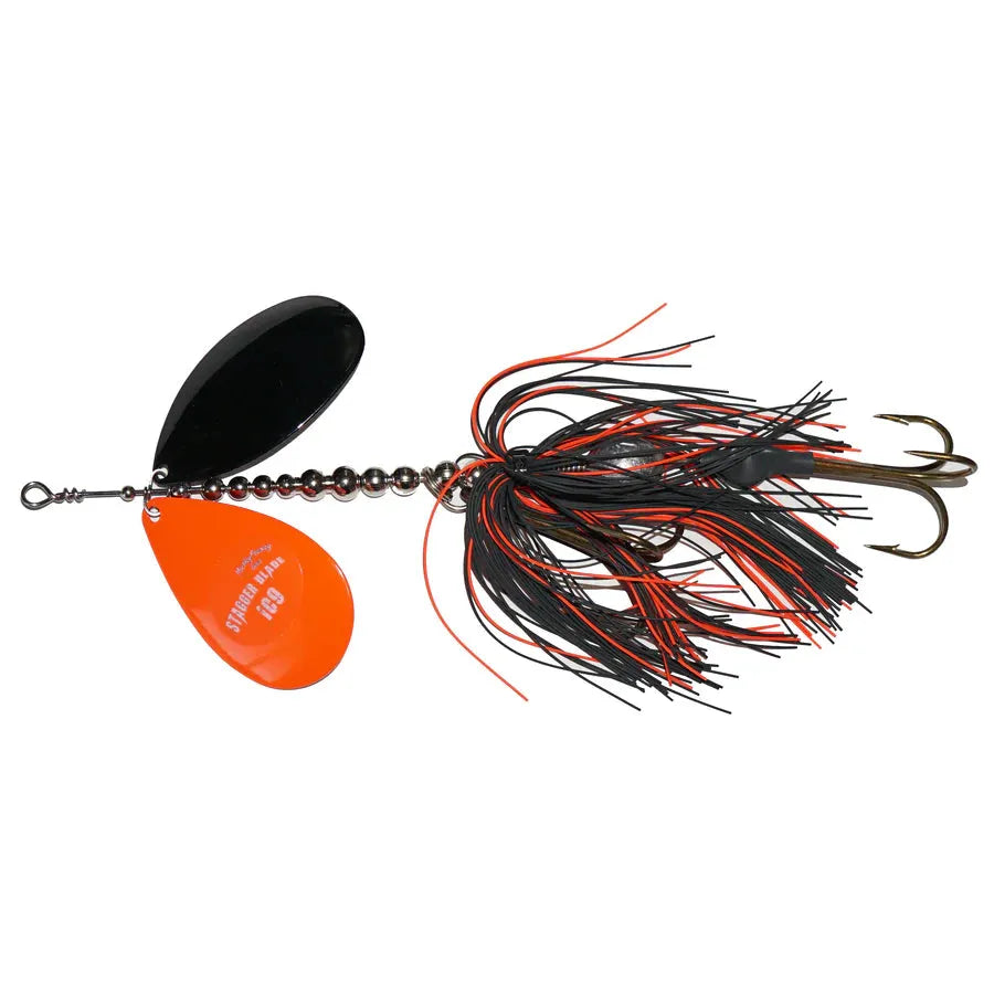View of Bucktails Musky Frenzy IC9 Bucktail Orange/Black - Rubber Skirt available at EZOKO Fishing