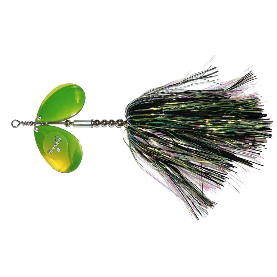 View of Bucktails Musky Frenzy Ringer 8 IR Chartreuse available at EZOKO Fishing
