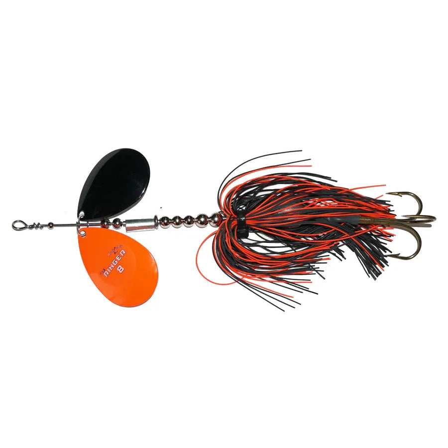View of Bucktails Musky Frenzy Ringer 8 Orange/Black - Rubber Skirt available at EZOKO Fishing