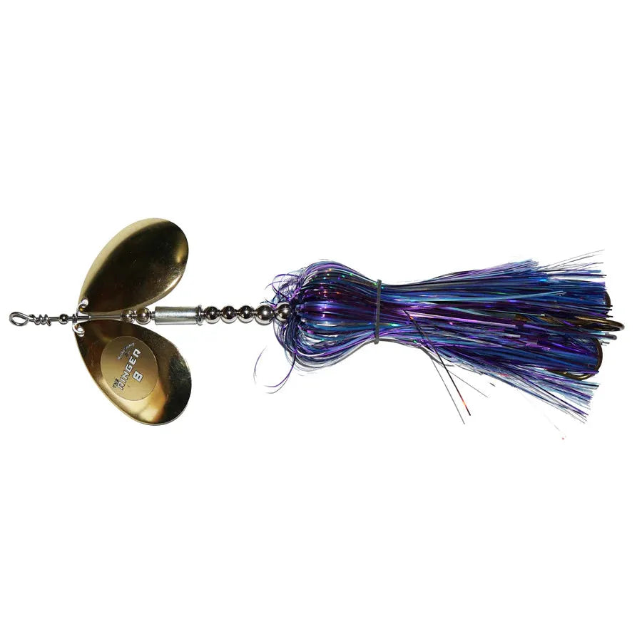 View of Bucktails Musky Frenzy Ringer 8 Purple Rain available at EZOKO Fishing