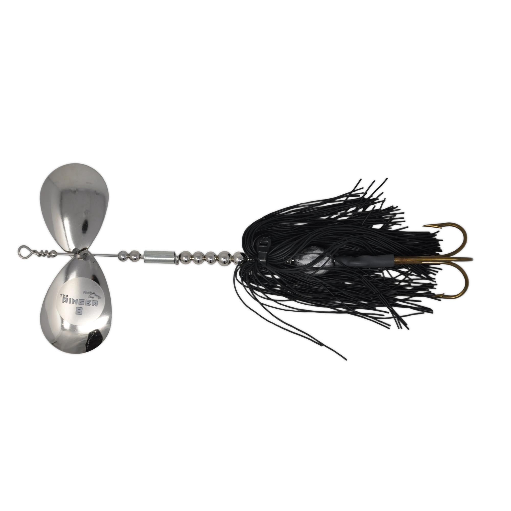 View of Bucktails Musky Frenzy Ringer 8 Black/Nickel - Rubber Skirt available at EZOKO Fishing