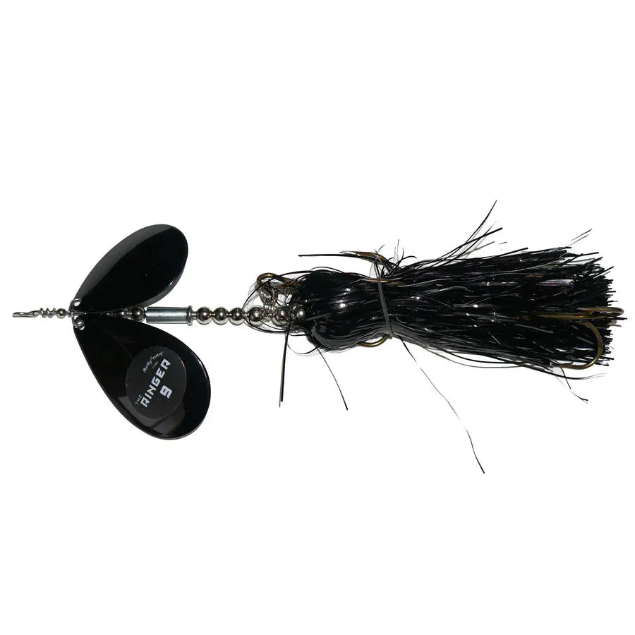 View of Bucktails Musky Frenzy Ringer 9 Black/Black available at EZOKO Fishing