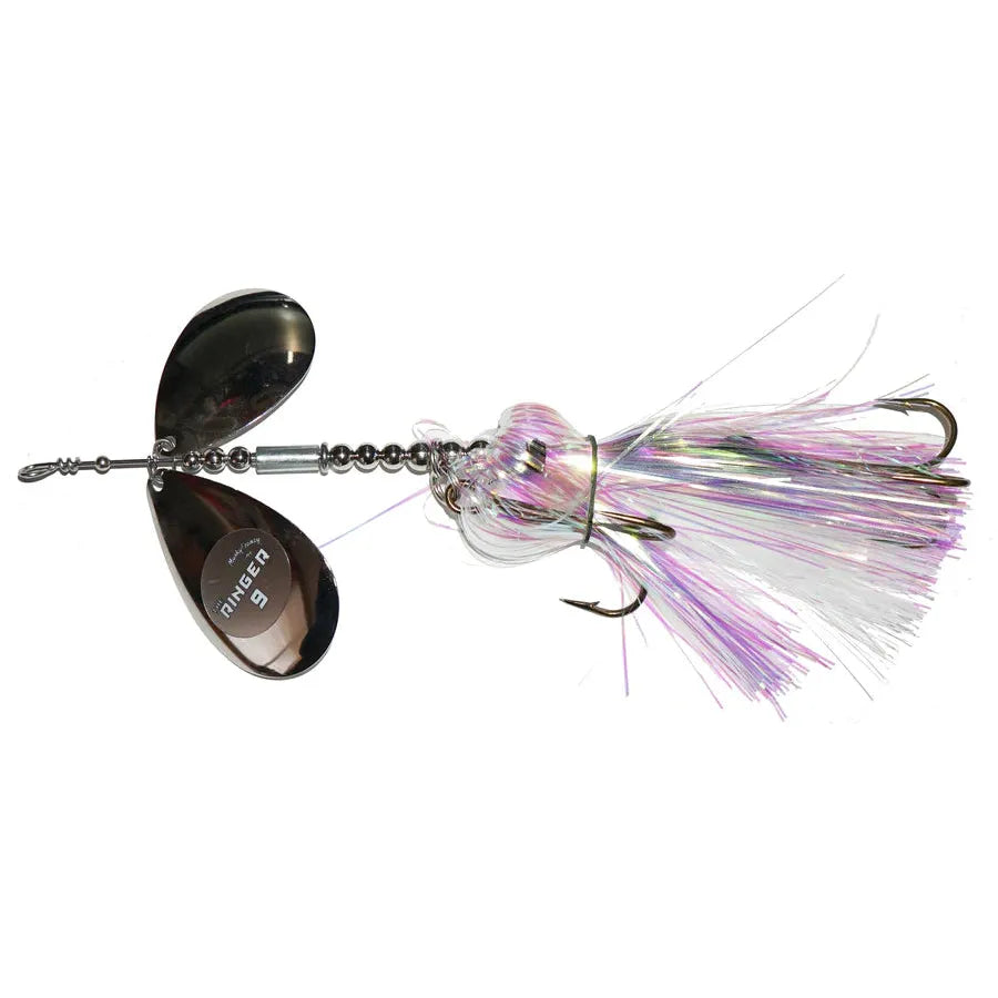 View of Bucktails Musky Frenzy Ringer 9 IR Ghost available at EZOKO Fishing
