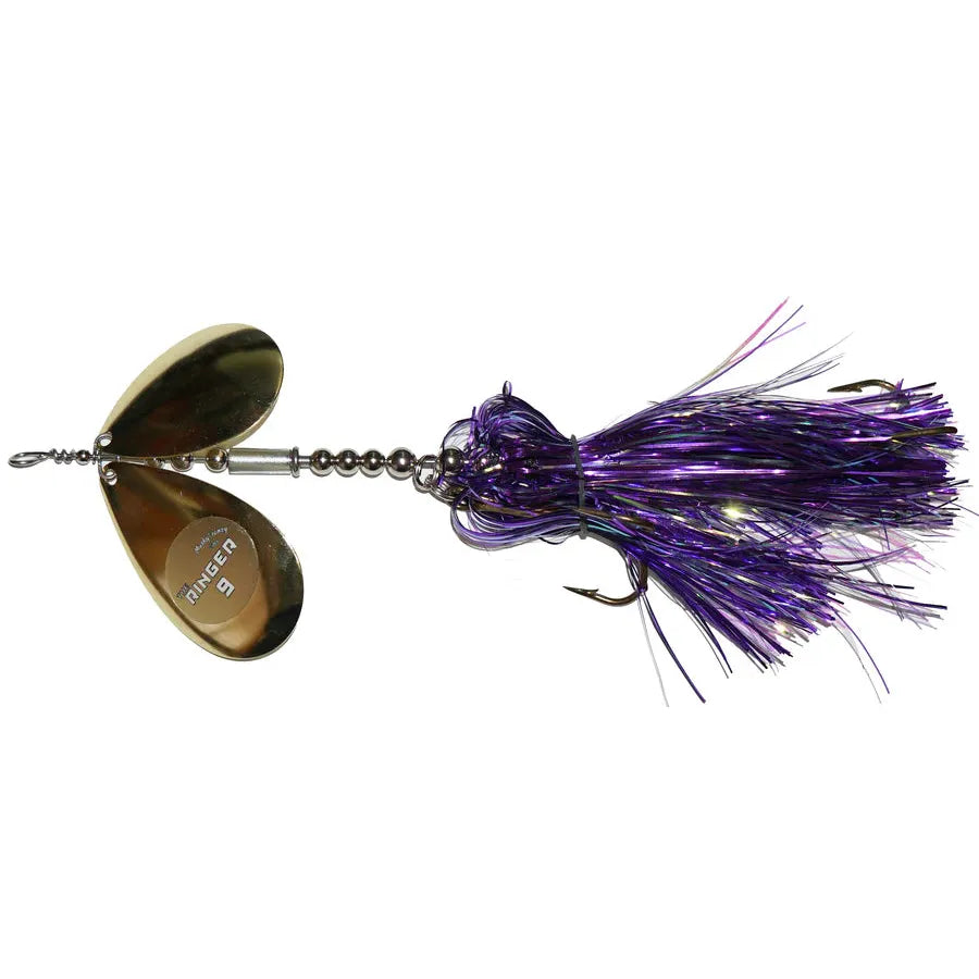 View of Bucktails Musky Frenzy Ringer 9 Purple Rain available at EZOKO Fishing