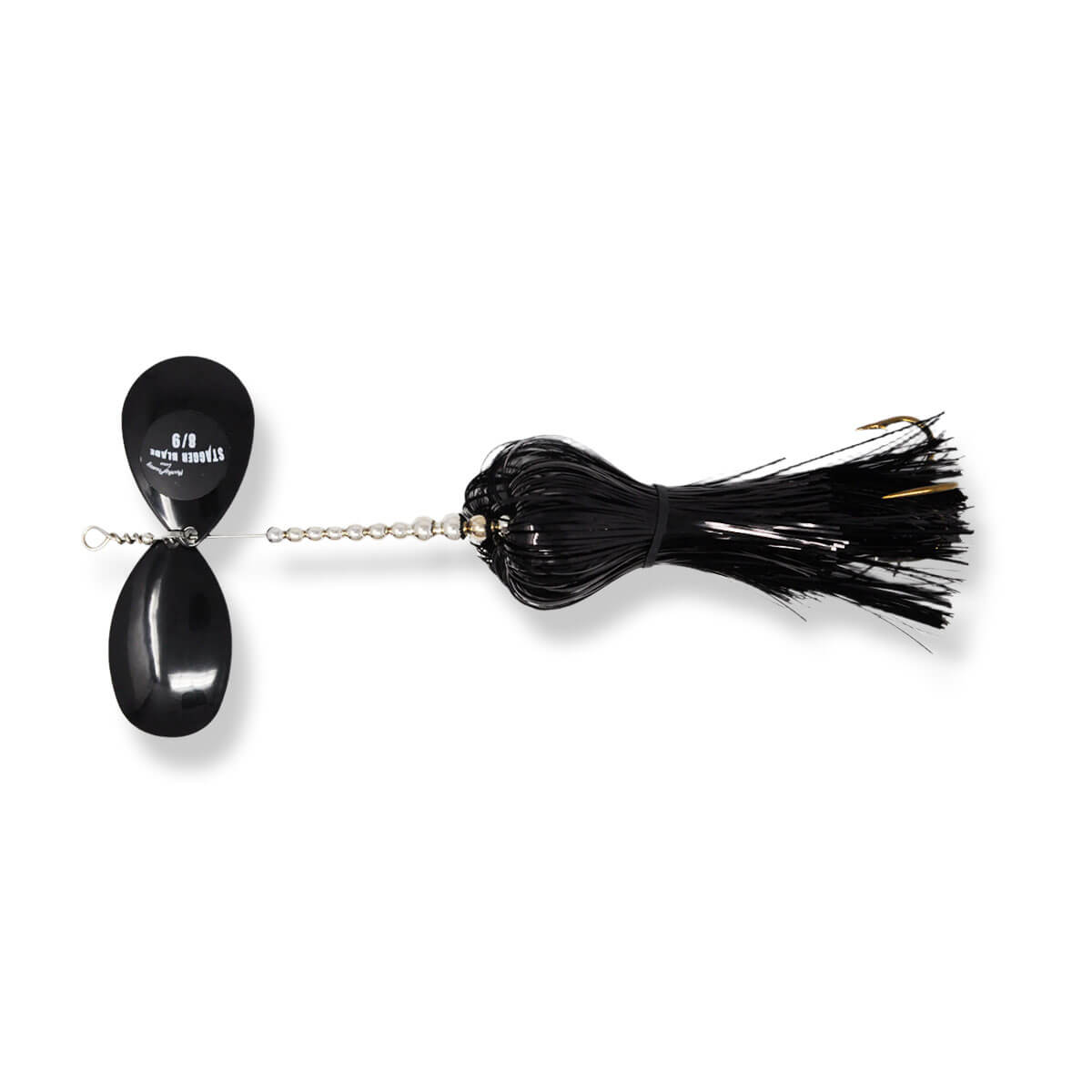 View of Bucktails Musky Frenzy Stagger 8/9 Bucktail Black/Black available at EZOKO Fishing