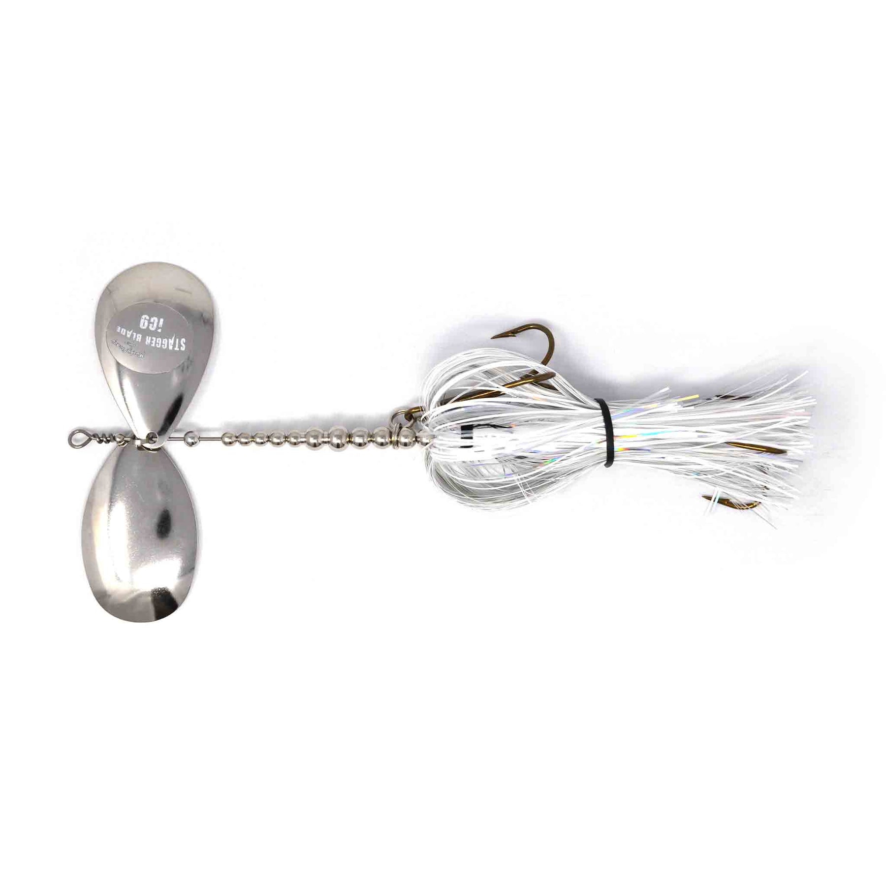 View of Bucktails Musky Frenzy Stagger 8/9 Bucktail Ghost available at EZOKO Pike and Musky Shop