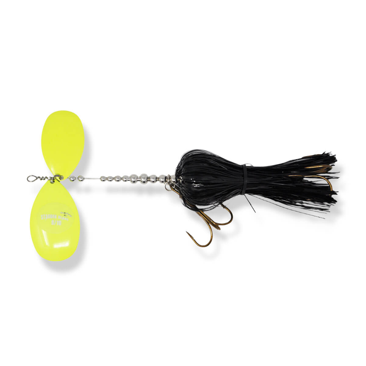 View of Bucktails Musky Frenzy Stagger 9/10 Bucktail Black/Chart available at EZOKO Pike and Musky Shop