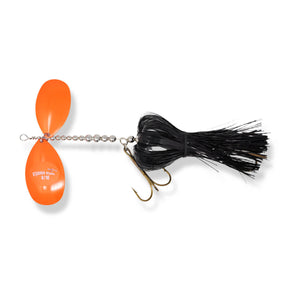 View of Bucktails Musky Frenzy Stagger 9/10 Bucktail Black/Orange available at EZOKO Pike and Musky Shop