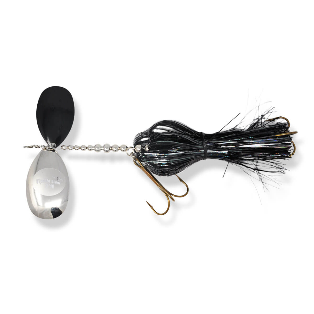 View of Bucktails Musky Frenzy Stagger 9/10 Bucktail Black Ice available at EZOKO Fishing