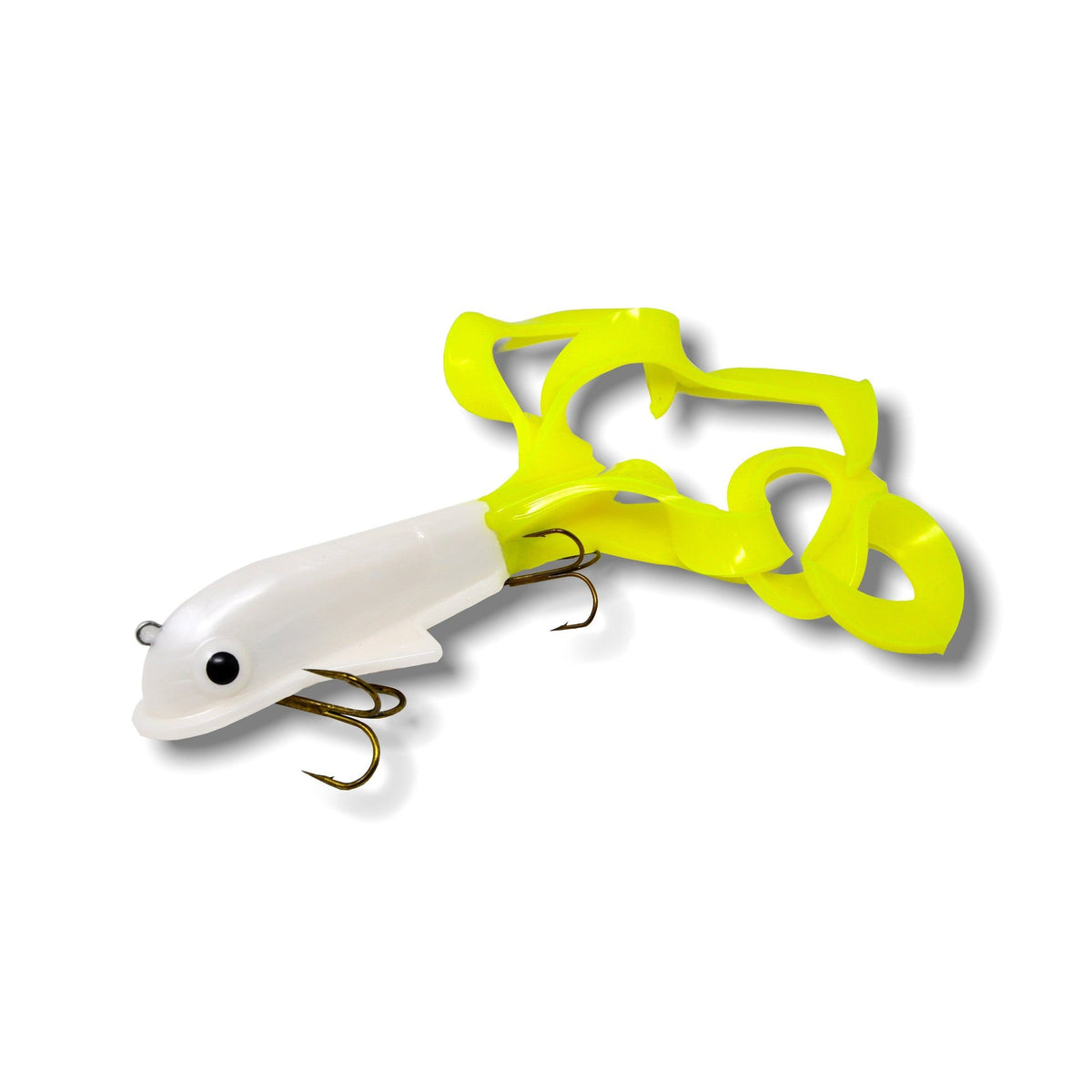 View of Rubber Musky innovation Quad Dawg Lemon Tail available at EZOKO Pike and Musky Shop